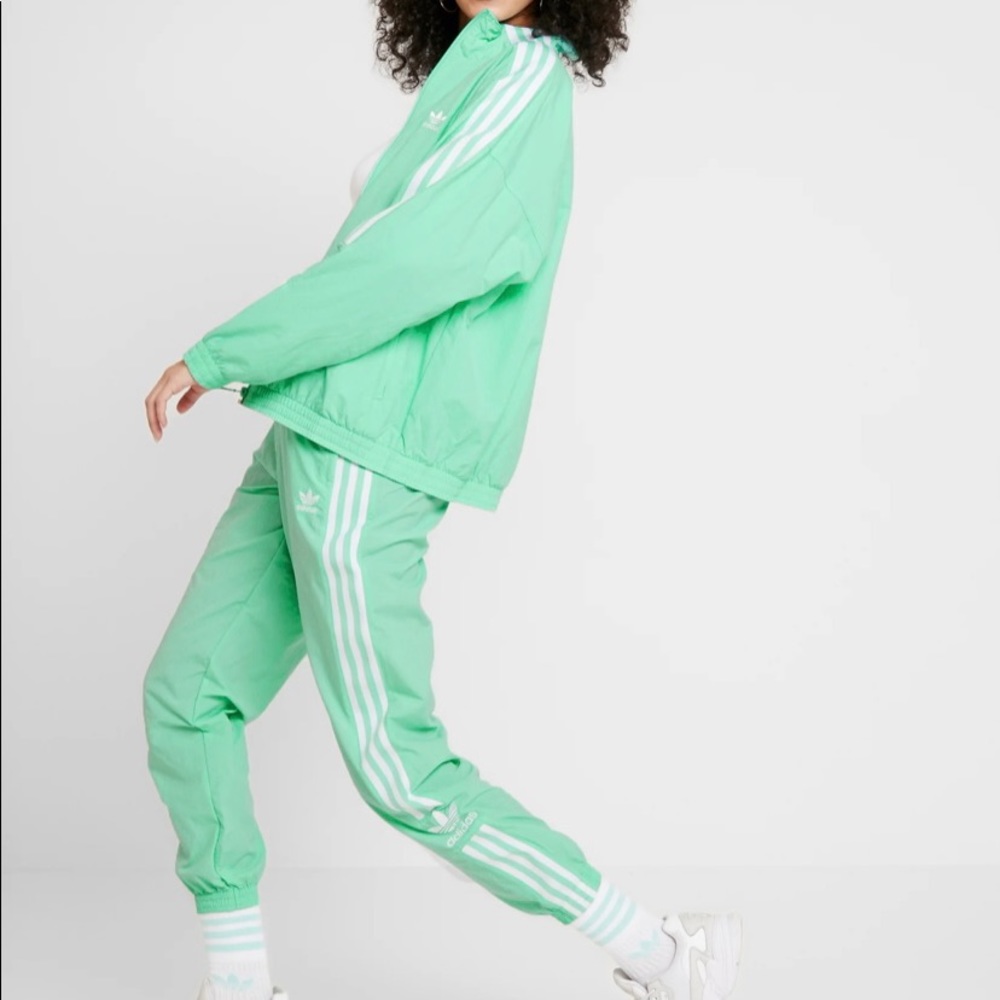 Mint green adidas tracksuit